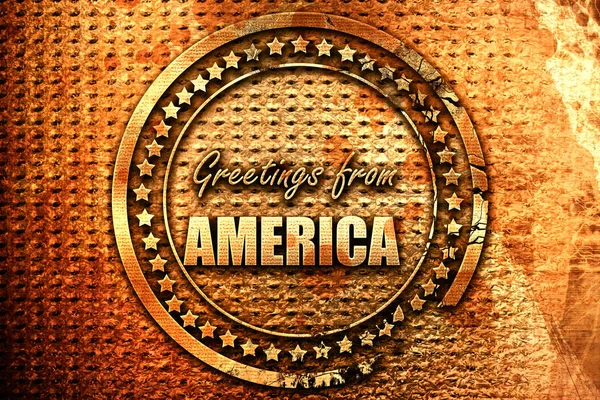 Greetings America Card Some Soft Highlights Rendering Grunge Metal Text — Stock Photo, Image