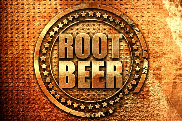 Root Beer Rendering Grunge Metal Text — Stock Photo, Image