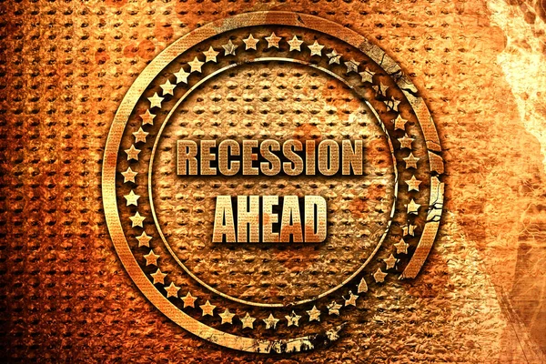 Recession Ahead Rendering Grunge Metal Text — Stock Photo, Image