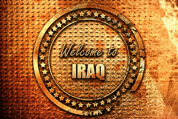 Witamy Karcie Iraq Kilkoma Delikatnymi Akcentami Renderowaniem Tekstem Grunge Metalowym — Zdjęcie stockowe
