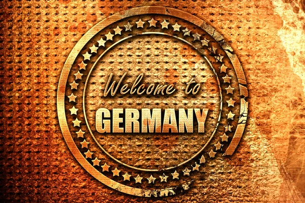 Welcome Germany Card Soft Highlights Rendering Grunge Metal Κείμενο — Φωτογραφία Αρχείου