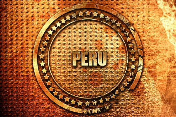 Greetings Peru Card Some Soft Highlights Rendering Grunge Metal Text — Stock Photo, Image