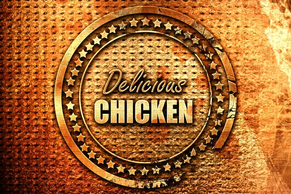 Delicious Chicken Sign Some Soft Smooth Lines Rendering Grunge Metal — 스톡 사진