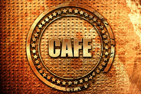 Cafe Sign Background Some Soft Smooth Lines Rendering Grunge Metal — Stock Photo, Image
