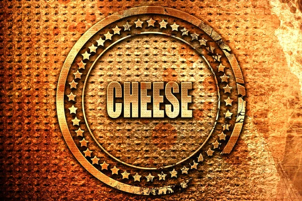 Delicious Cheese Sign Some Soft Smooth Lines Rendering Grunge Metal — Stock Photo, Image