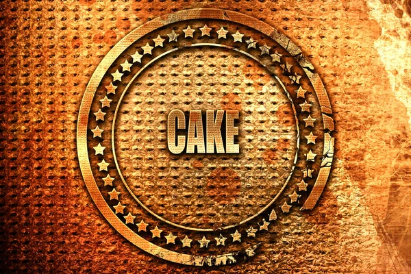 精美的蛋糕标志 带有柔软流畅的线条 3D渲染 磨擦金属文字 — 图库照片