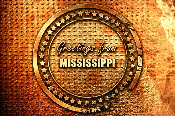 Hälsningar Från Mississippi Med Några Släta Linjer Rendering Grunge Metal — Stockfoto