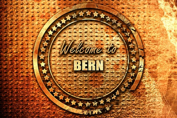 Welcome Bern Some Smooth Lines Rendering Grunge Metal Text — Stock Photo, Image