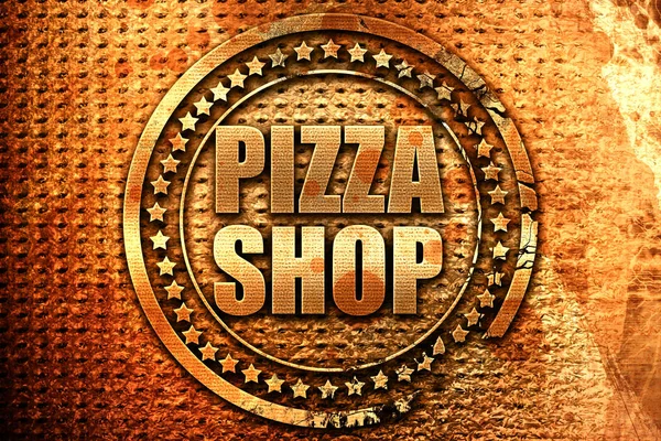 Pizza Shop Renderowanie Grunge Metalowy Tekst — Zdjęcie stockowe