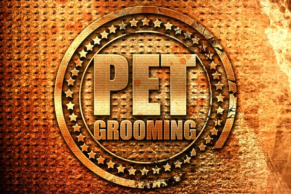 Pet Grooming Renderização Grunge Texto Metal — Fotografia de Stock