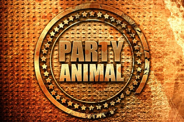party animal, 3D rendering, grunge metal stamp