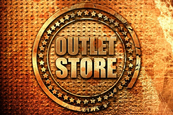 outlet store, 3D rendering, grunge metal stamp