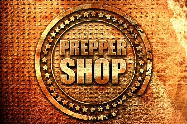 Prepper Shop Rendering Grunge Metal Text — Stock Photo, Image