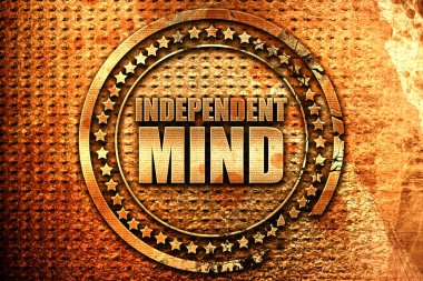 bağımsız düşünce, 3d render, grunge metal pul