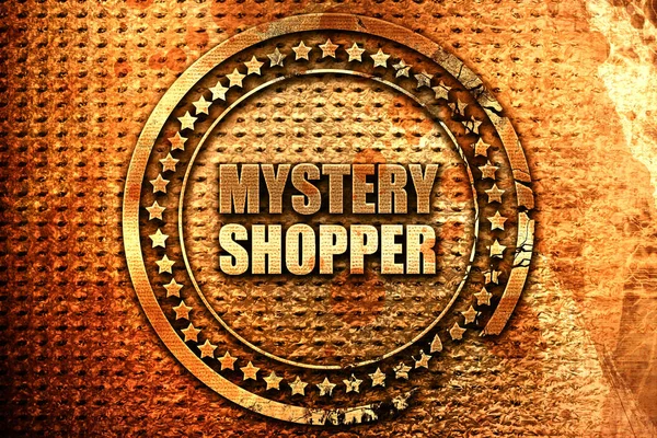 Mystery shopper, 3d rendering, grunge kovového razítka — Stock fotografie