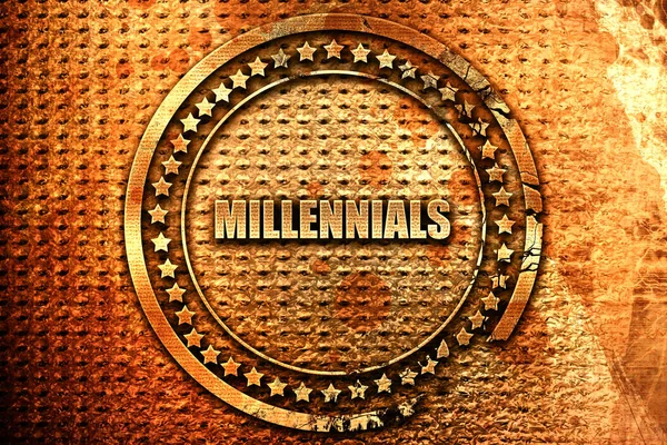 Millennials, 3d 렌더링, grunge 금속 스탬프 — 스톡 사진