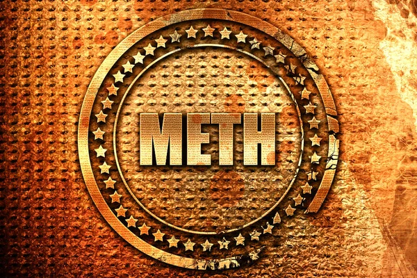 Metanfetamina, representación 3D, sello de metal grunge —  Fotos de Stock