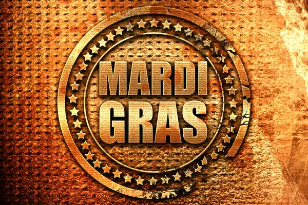 Mardi Gras, renderizado 3D, sello grunge metal — Foto de Stock
