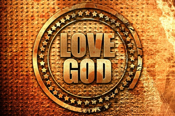 Älska Gud, 3d-rendering, grunge metallstämpel — Stockfoto