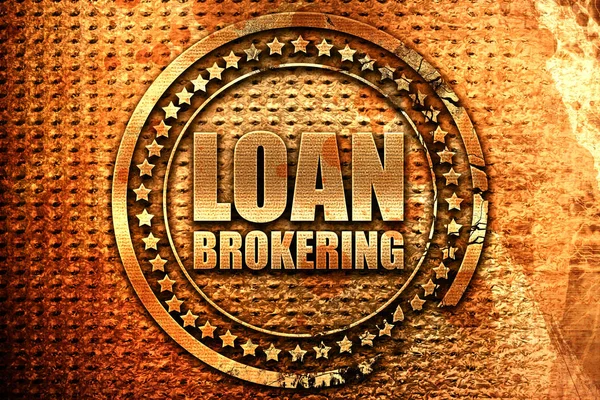 Loan brokering, 3D rendering, grunge metal stamp — Stock Photo, Image