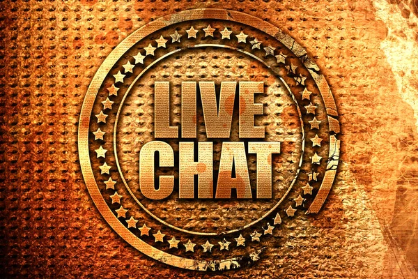 live chat, 3D rendering, grunge metal stamp