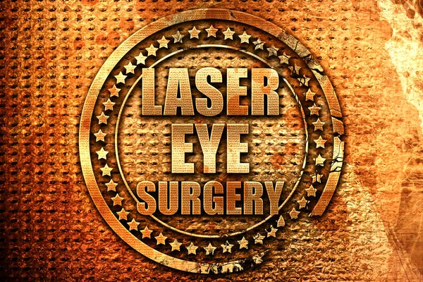 laser eye surgery, 3D rendering, grunge metal stamp