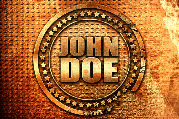 John doe, 3D rendering, grunge metal stamp