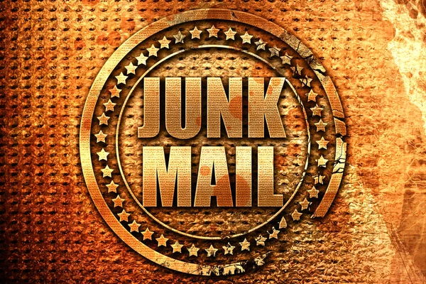 junk mail, 3D rendering, grunge metal stamp