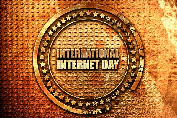국제 인터넷 하루, 3d 렌더링, grunge 금속 스탬프 — 스톡 사진