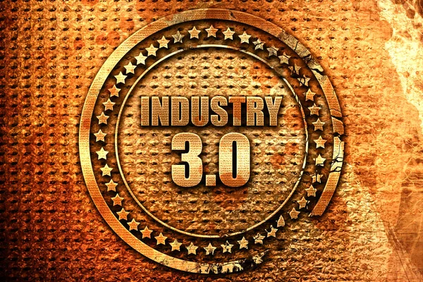 Industria 3.0, renderizado 3D, sello de metal grunge — Foto de Stock