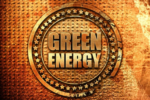 Green energy, 3D rendering, grunge metal stamp — Stock Photo, Image