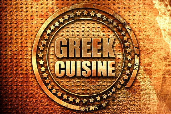 Griechische Küche, 3D-Rendering, Grunge-Stempel — Stockfoto