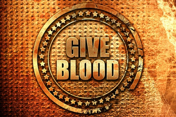 Donar sangre, representación 3D, sello de metal grunge — Foto de Stock