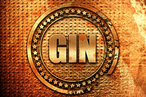 Gin, renderização 3D, selo de metal grunge — Fotografia de Stock