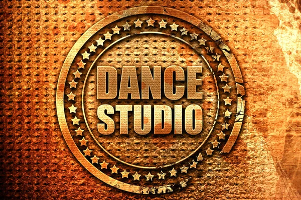 Dance studio, 3D rendering, grunge metal stamp — Stock Photo, Image