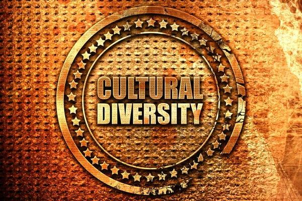 Diversidad cultural, representación 3D, sello de metal grunge — Foto de Stock