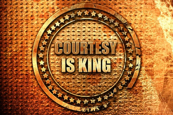 Courtesy is king, 3D rendering, grunge metal stamp — Stock Photo, Image