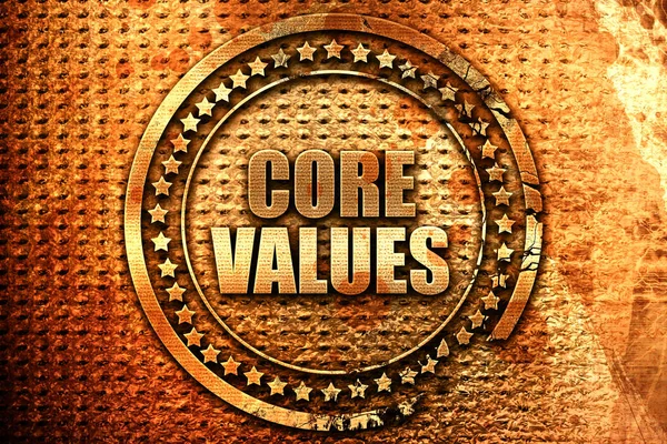 Core values, 3D rendering, grunge metal stamp — Stock Photo, Image