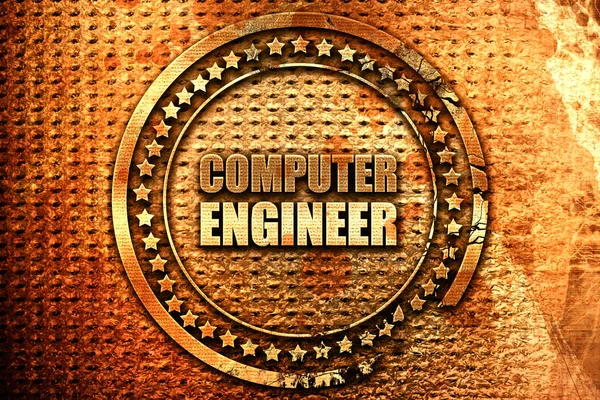 Комп'ютерний інженер, 3D рендеринг, гранжева металева марка — стокове фото