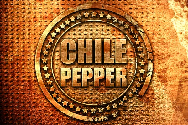 Chili peper, 3D-rendering, grunge metalen stempel — Stockfoto