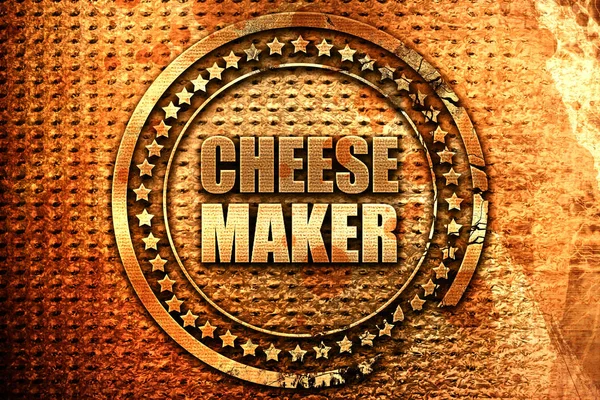 奶酪制造商、 3d 渲染、 grunge 金属邮票 — 图库照片