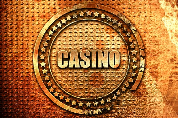 Casino, rendering 3D, francobollo metallico grunge — Foto Stock