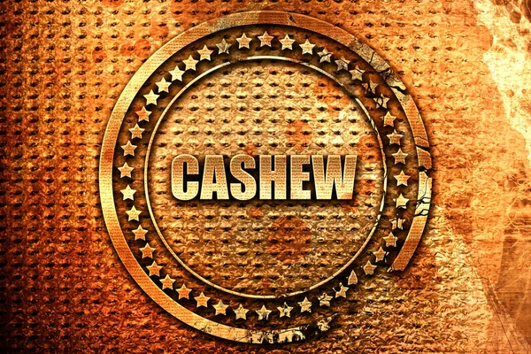 Cashew, 3D-rendering, grunge metalen stempel — Stockfoto