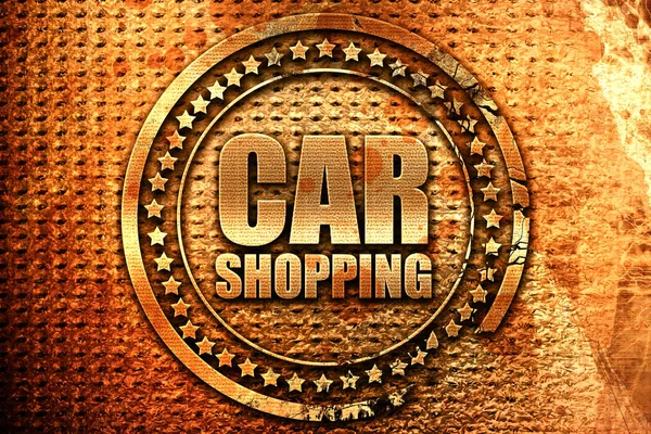 Car shopping, 3D rendering, grunge metal stamp — Stock Photo, Image