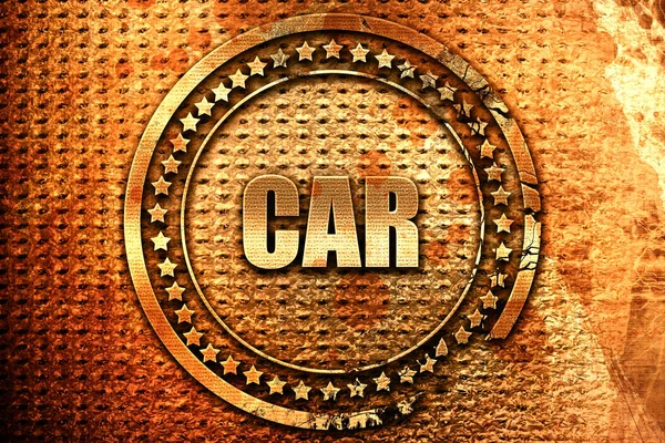 Car, 3D rendering, grunge metal stamp — Stock Photo, Image