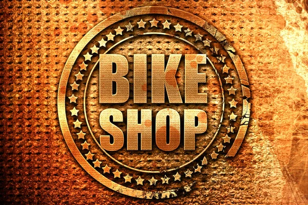 Магазин велосипедов, 3D рендеринг, штамп гранж-металла — стоковое фото