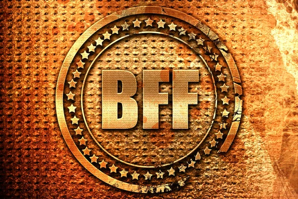 BFF, renderowania 3d, grunge metalowej pieczęci — Zdjęcie stockowe