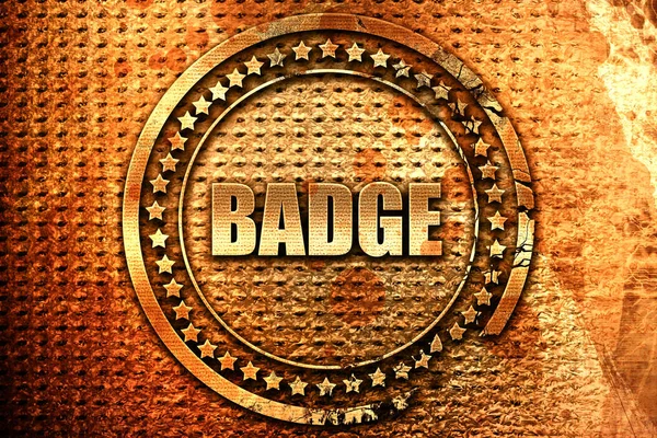 Badge, rendu 3D, timbre métal grunge — Photo
