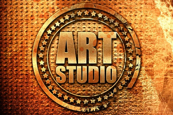 Studio d'arte, rendering 3D, francobollo grunge metal — Foto Stock