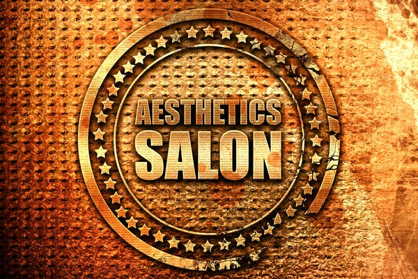 Aesthetics salon, 3D rendering, grunge metal stamp — Stock Photo, Image